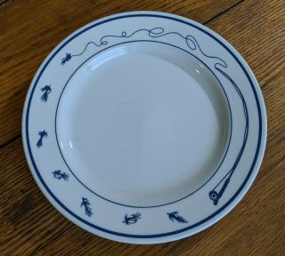 Homer Laughlin Ll Bean One Dinner Plate Restaurant China Fly Fishing Stained