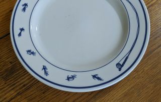 Homer Laughlin LL Bean One Dinner Plate Restaurant China Fly Fishing Stained 2