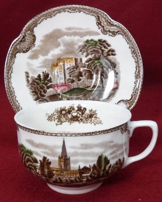 Johnson Brothers China Old Britain Castles Brown Multicolor Cup & Saucer Set