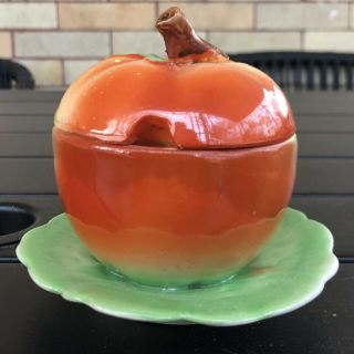 Vintage Ceramic Lidded Apple Jam Pot Jelly Jar Japan