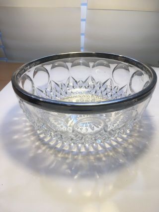 Crystal Serving Bowl With Silverplated Rim Marked Germany