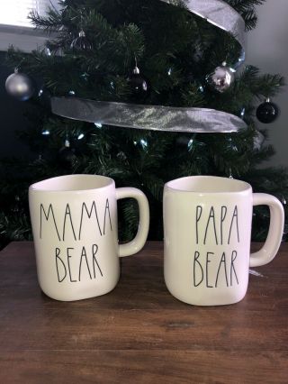 Rae Dunn Mama Bear And Papa Bear Mugs Ceramic Coffee Mug Set
