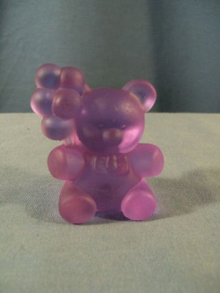 Boyd Glass Little Balloon Bear Figurine - Satin Purplish Pink Colored Glass