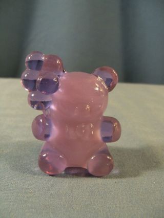 Boyd Glass Little Balloon Bear Figurine - Purplish Pink Colored Opalescent Glass