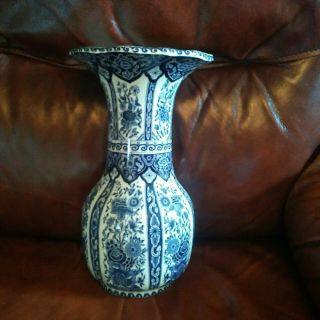 Delft Made For Royal Sphinx By Boch Belgium Holland Large Blue/white Vase