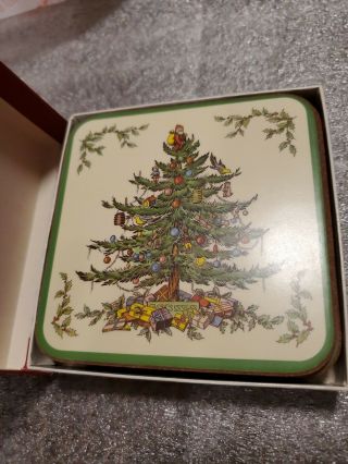 Spode Christmas Tree (set Of 6) Cork Back Coasters -