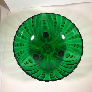 Vintage Green Glass 8 - 1/2” Footed Art Deco Bowl Bubble Dot