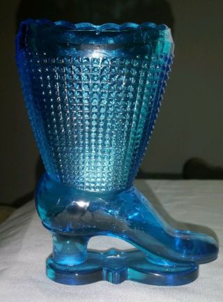 Fenton Blue Glass High Heel Boot Toothpick Holder