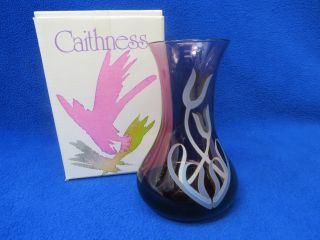 Lovely Caithness Scotland Art Glass Vase In The Box