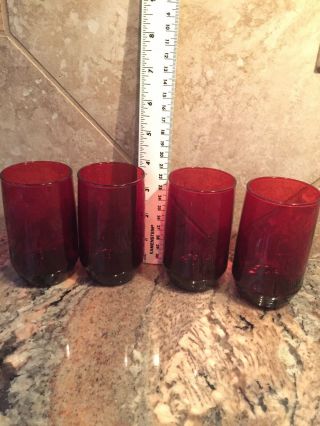 Anchor Hocking Royal Ruby Roly Poly 3.  75 " Juice Tumblers - Set Of 4