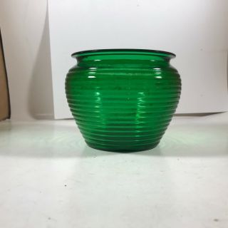 Vintage National Potteries Glass Division Green Ribbed Beehive Planter