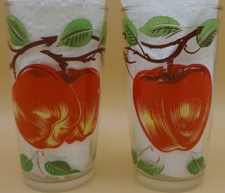 Vintage Hulman and Company Peanut Butter Jar Apple Glasses 2