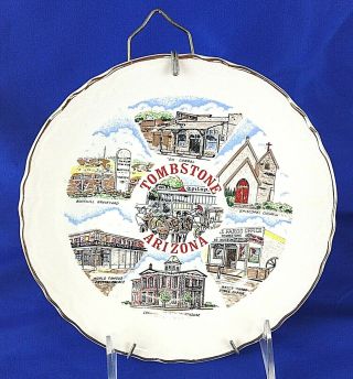 Vintage Tombstone Arizona Collectible Souvenir Plate With Hanger,  7 " In Diameter