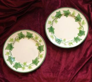 Two Vintage Franciscan Ivy 10.  5 Inch Dinner Plates