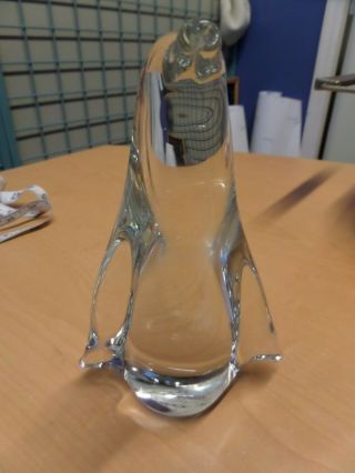 Decorative Art Glass Penguin Art Sculpture Paperweight Collectible Figurine 7 "