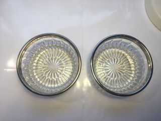 Two Crystal Small Silver Rimmed Bowls No Marks 3