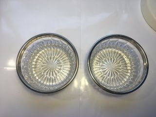 Two Crystal Small Silver Rimmed Bowls No Marks 4