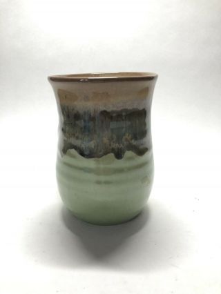 Neher Clay In Motion Right Hand Warmer Mug Green Blue Brown Signed 2012 3