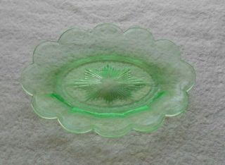 Vintage Green Depression Glass Scallop Edge Candy Dish