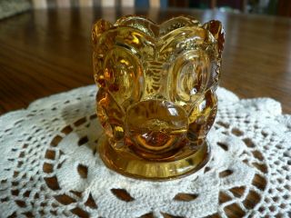 Vintage L E Smith Amber Moon And Stars Toothpick Holder