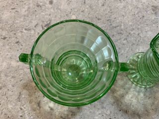 Hocking Glass Co.  green depression glass creamer & sugar bowl BLOCK OPTIC c.  1929 5