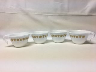 Vintage Corelle Butterfly Gold Hook Handle Coffee/tea Cups Set Of 4