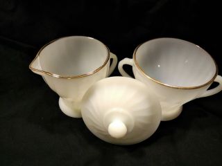 Vintage Fire King Creamer And Sugar Bowl With Lid