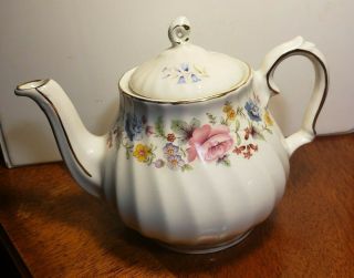 Vintage Sadler England Teapot Gold Trim Floral