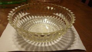 Depression Glass 8 1/2 " Jeanette Windsor Diamond Crystal Large Berry Bowl