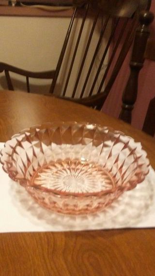 Vintage Pink Depression Glass 8 - 3/8 " Windsor Diamond Pattern Bowl Dish