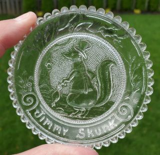 Vintage 1978 Clear Glass Cup Plate Jimmy Skunk 3 1/2 "