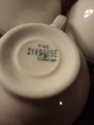 3 Vintage SYRACUSE CHINA Coffee Cups Restaurant Diner Ware Aqua Blue Wave Design 5