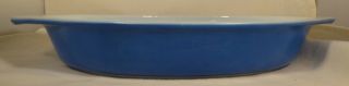 Pyrex Bright Blue Divided Casserole 1.  5 Qt No Lid 1960s Bright Color No Chips -