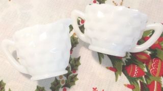 Vintage Jeanette Glass Co Milk Glass Sugar & Creamer Set Cube White Ecu