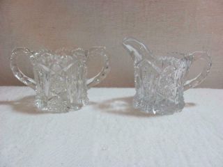 Imperial Nucut Crystal Cut Glass Cream And Sugar - Marked Nucut
