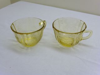 Set Of 2 Federal Glass Madrid Yellow Depression Glass Cups.  1930 - 1934