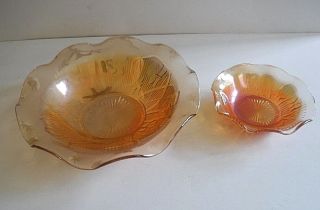 Iridized Glass Carnival Type Bowls Set Of 2
