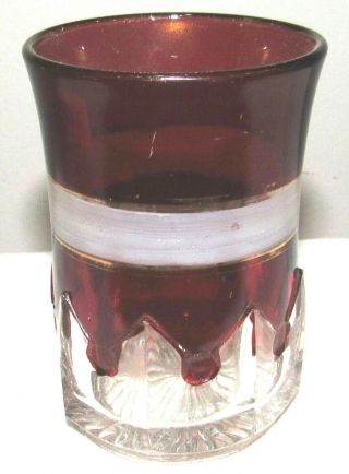 Eapg Mckee Bros Ruby Flashed Spearpoint Band Tumbler 1902