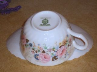 Minton ROSE GARLAND Tea Cup and Saucer Pink Flowers Bone China 2