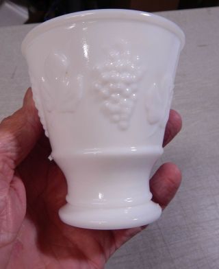 Vintage 1965 Keen Industries Milk Glass Vase Tumbler Candle Holder Grape Design