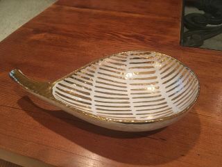 Vintage Serving Dish - Hand Painted White & Gold Glaze Italy Blemishes