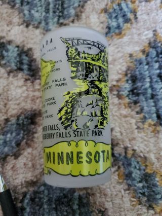 Vintage Hazel Atlas Minnesota Frosted State Souvenir Drinking Glass 5 Inch