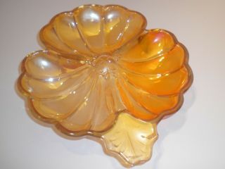 Fenton Marigold Depression Iridescent Carnival Glass 3 Leaf Trinket Dish
