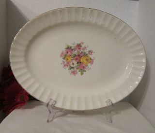 Edwin M.  Knowles China Co.  Floral 10 1/2 " Serving Platter With Fluted Edge