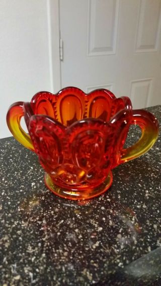 Vintage Orange Glass Sugar Bowl