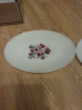 Fire King Primrose 12 " Oval Serving Platter Pink & Red U.  S.  A.  Perfect