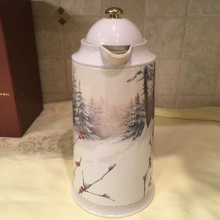 Lenox WINTER GREETINGS Scenic Insulated Carafe Thermos Red Cardinal 4