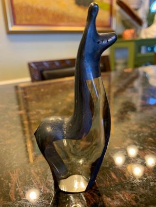 Vintage Silver Overlay Art Glass Llama Figurine Hand Crafted Peru No Reserves