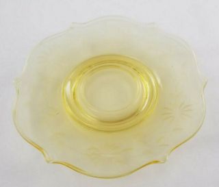 Lancaster - Patrick - 2 Elegant Etched Yellow Depression Glass Salad Plates