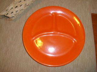 Vintage Bauer Pottery Plainware Orange/red Grill Plate